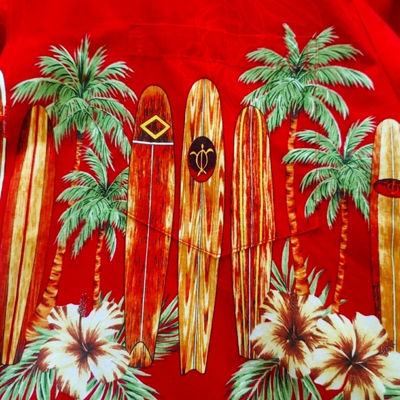 Men's XL Surfboard Floral Hawaiian Aloho Short Sleeve Button Front Shirt - Picture 4 of 5